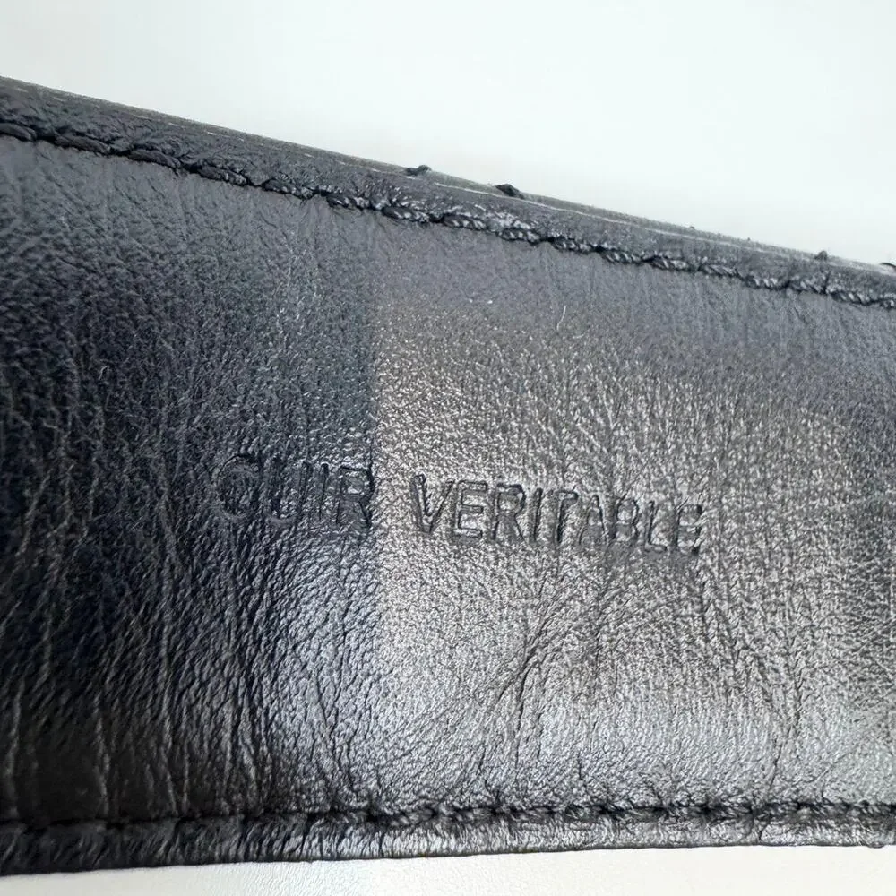 CHANEL Quilted Black Lambskin Leather Belt 90 CC Chain 19 Logo Gold Buckle 36